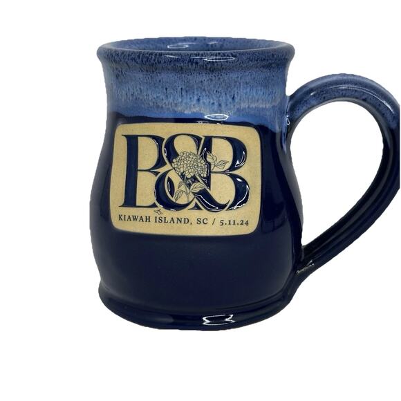 Deneen Pottery B & B Kiawah Island Large Size - BLUE DRIP Coffee Mug - Picture 1 of 5